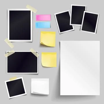 Vector set of blank paper objects. Empty white sheet of A4 format Stock Illustration