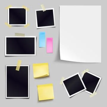 Vector set of blank paper objects. Empty white sheet of A4 format Stock Illustration