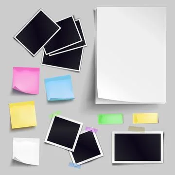 Vector set of blank paper objects. Empty white sheet of A4 format Stock Illustration