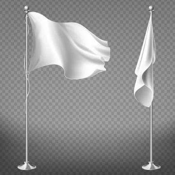 Vector set of blank white flags on steel poles Stock-Illustration