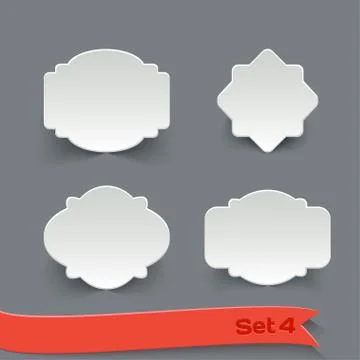 Vector Set of Blank White Paper Retro Labels. Stock Illustration