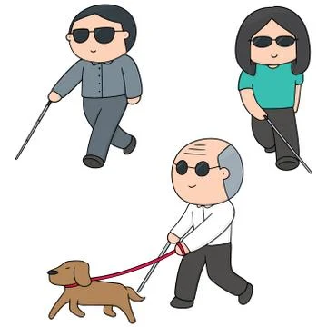 Vector set of blind people Stock Illustration