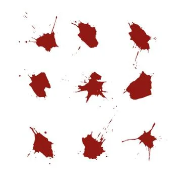 Vector set of blood spots on white background Stock Illustration