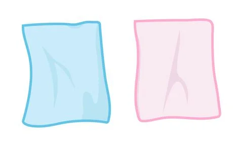 Vector set of blue and pink baby towels flat vector illustration clipart cartoon イラスト素材