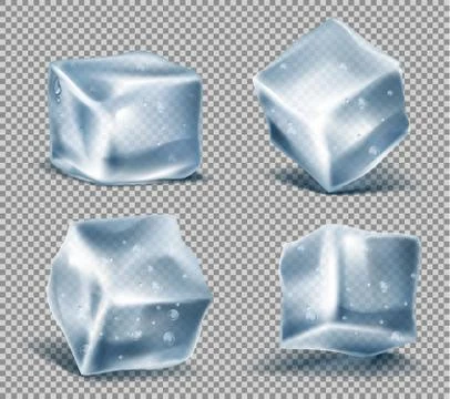 Vector set of blue ice cubes, frozen icy blocks Illustrazione stock