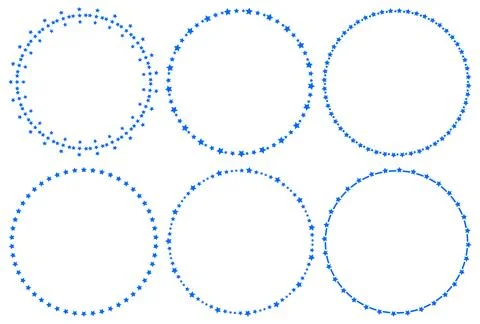 Vector set of blue stars circular frames decorative border for festive cosm.. Stock Illustration