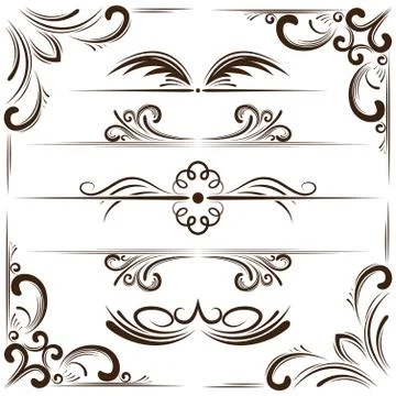 Vector set of bookplates and corners for design Stockillustratie