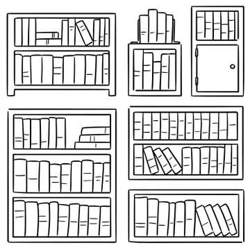 Vector set of bookshelf Stock Illustration