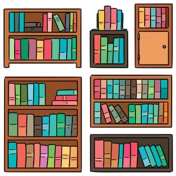 Vector set of bookshelf Stock Illustration