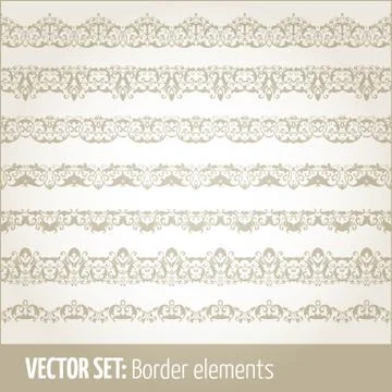 Vector set of border elements and page decoration elements. Border decoration 스톡 일러스트