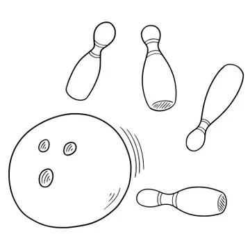 Vector set of bowling ball and pin Stock Illustration