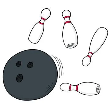 Vector set of bowling ball and pin Stock Illustration