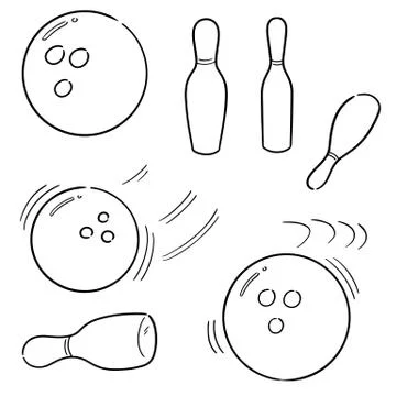 Vector set of bowling ball and pin Stock Illustration