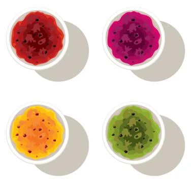 Vector set of bowls with fruit jam Stock Illustration