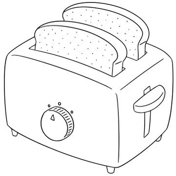 Vector set of bread and toaster Stock Illustration