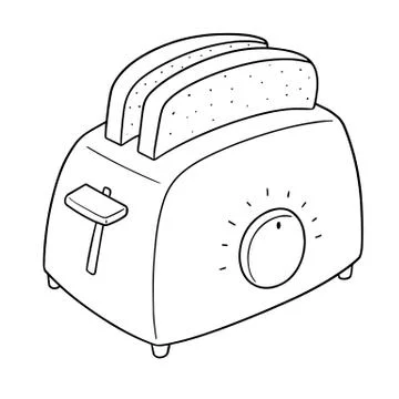 Vector set of bread and toaster Stock Illustration