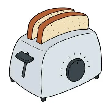 Vector set of bread and toaster Stock Illustration