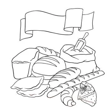 Vector set on the Bread theme. Isolated Illustrazione stock