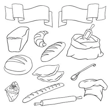 Vector set on the Bread theme. Isolated Stock Illustration