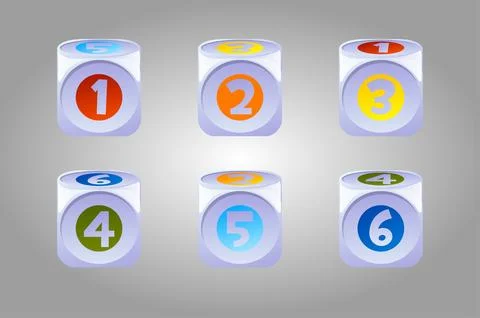 Vector set of bright childrens game dice. Stock Illustration