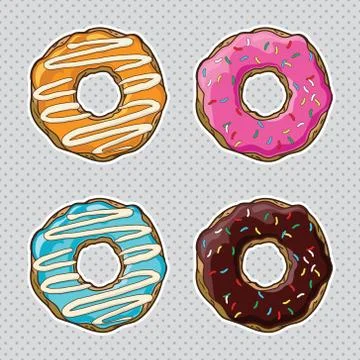 Vector set of bright donuts Stock Illustration