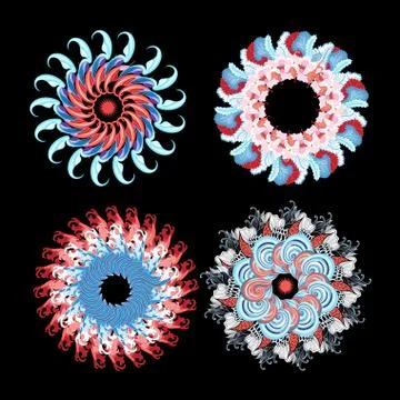 Vector set of bright interesting circular abstractions Stock Illustration