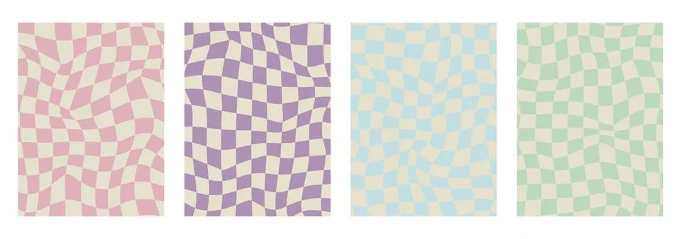 Vector set of bright posters. Modern square distorted background. Cool Y2k .. Stock Illustration