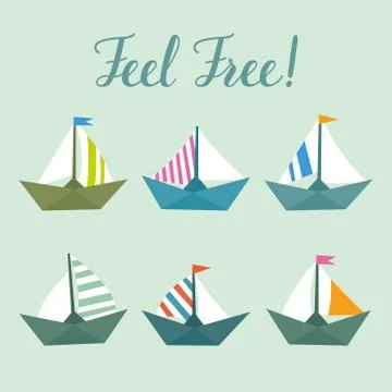 Vector set with bright ships. Childish elements Stockillustratie