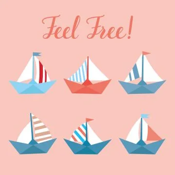 Vector set with bright ships. Childish elements Stock Illustration