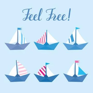 Vector set with bright ships. Childish elements Stock Illustration