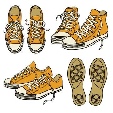 Vector set of bright sneakers isolated on white Illustrazione stock