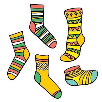 Vector set of bright socks Stock Illustration