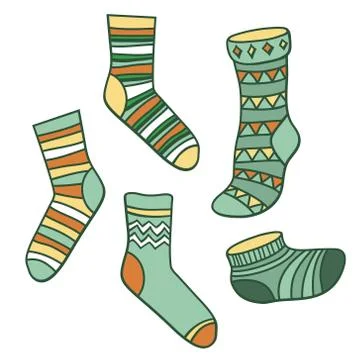 Vector set of bright socks Stock Illustration