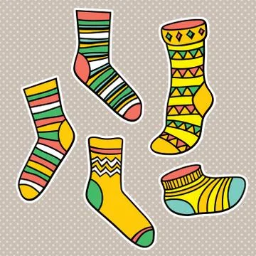 Vector set of bright socks Stock Illustration