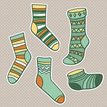 Vector set of bright socks Stock Illustration