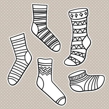 Vector set of bright socks Stock Illustration