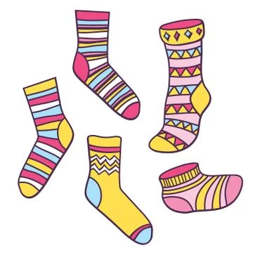 Vector set of bright socks Stock Illustration