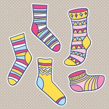 Vector set of bright socks Stock Illustration