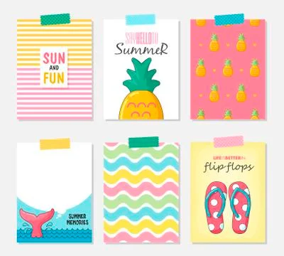 Vector set of bright summer cards Stock Illustration
