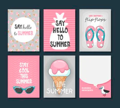 Vector set of bright summer cards Stock Illustration