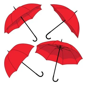 Vector set with bright umbrellas Stock Illustration