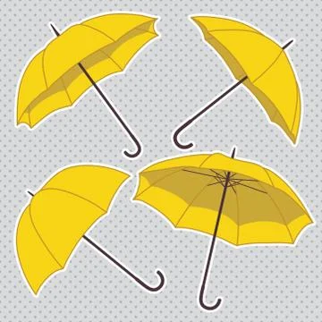 Vector set with bright umbrellas Stock Illustration