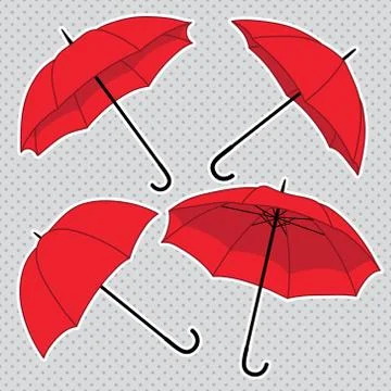 Vector set with bright umbrellas Stock Illustration