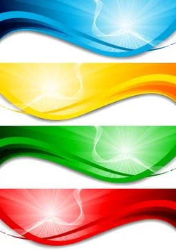 Vector set of bright wave banners Stock Illustration