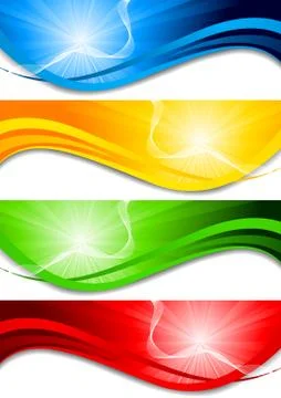 Vector set of bright wave banners Stock Illustration
