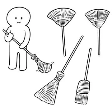 Vector set of broom Stock Illustration
