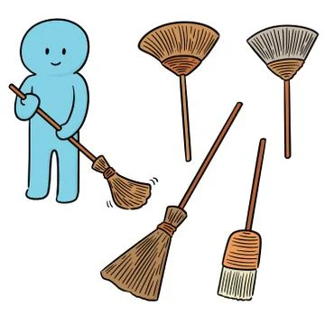 Vector set of broom Stock Illustration