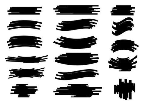 Vector set brush pen underline. Hand drawn highlight text selection, isolated Illustrazione stock