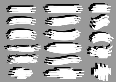 Vector set brush pen underline with black shadow Stock Illustration