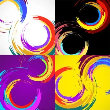 Vector set of brush stroke colorful circles for your design. Vector illustration Stock Illustration